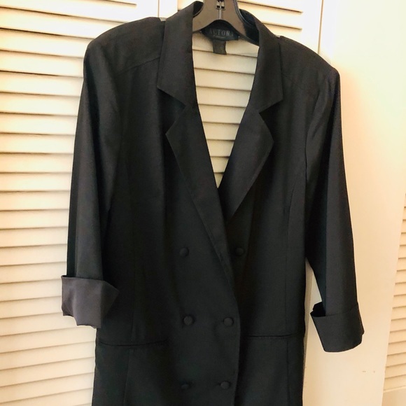 Factory Black Double-Breasted Sheer Back Blazer - Picture 3 of 8